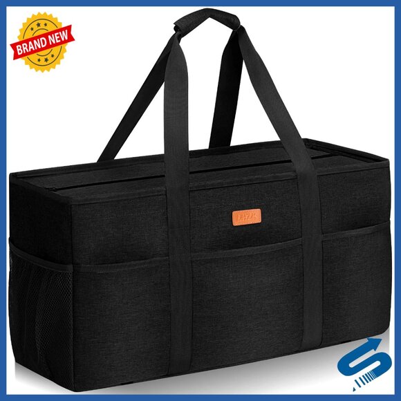 Extra Large Utility Tote Bag with Lid Metal Frame Foldable Storage Organizer